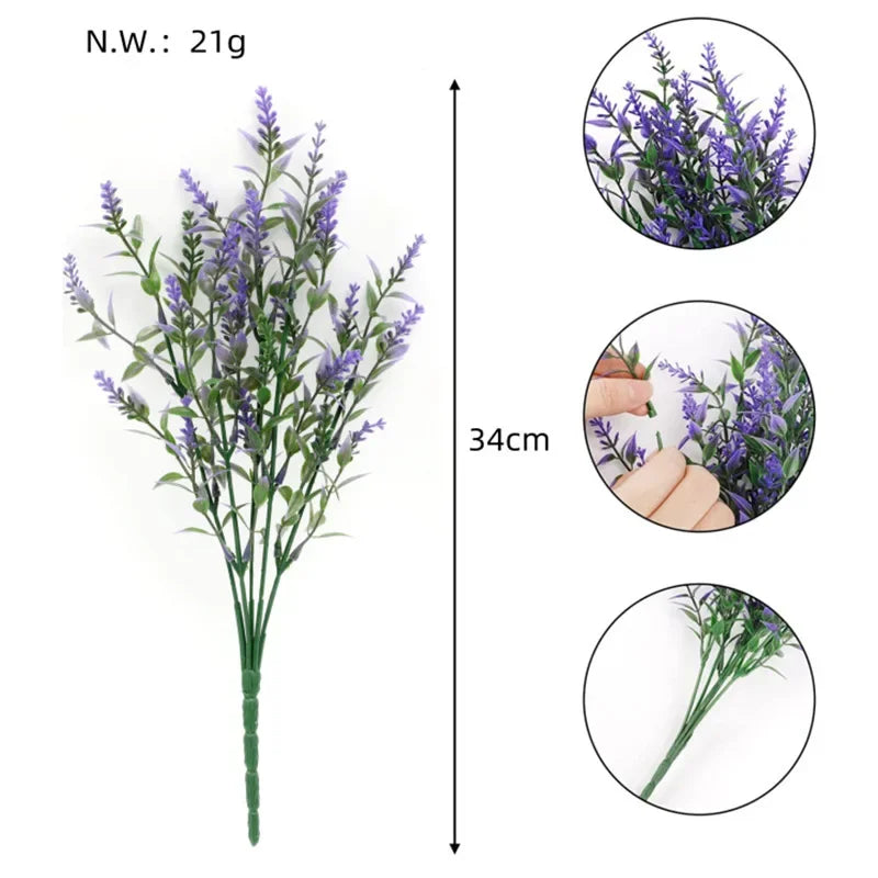 UV Resistant Artificial Lavender Shrubs – Outdoor Garden Decor Artificial Flower Shrub Babs