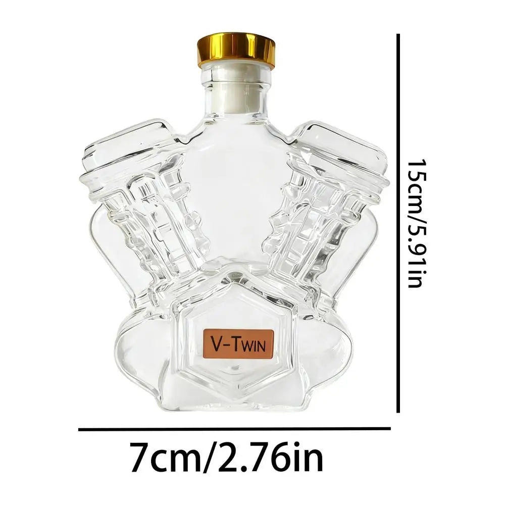 Motorcycle Engine Whiskey Decanter | V-Twin Crystal Glass Whiskey Decanter Babs 1pcs