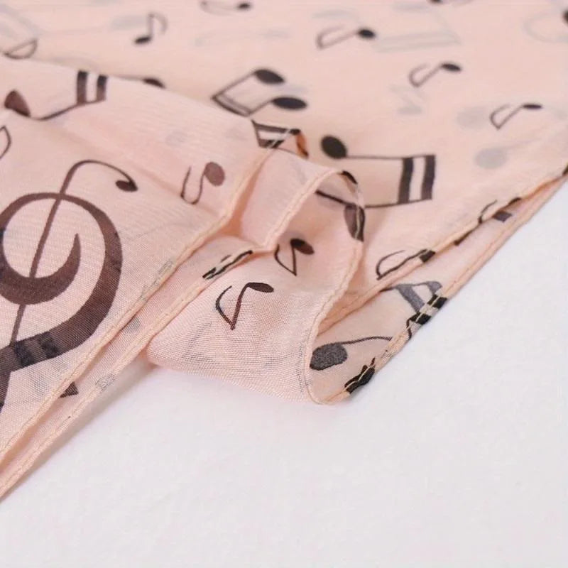 Women's Musical Note Chiffon Neck Scarf – Elastic & Lightweight Chiffon Neck Scarf Babs