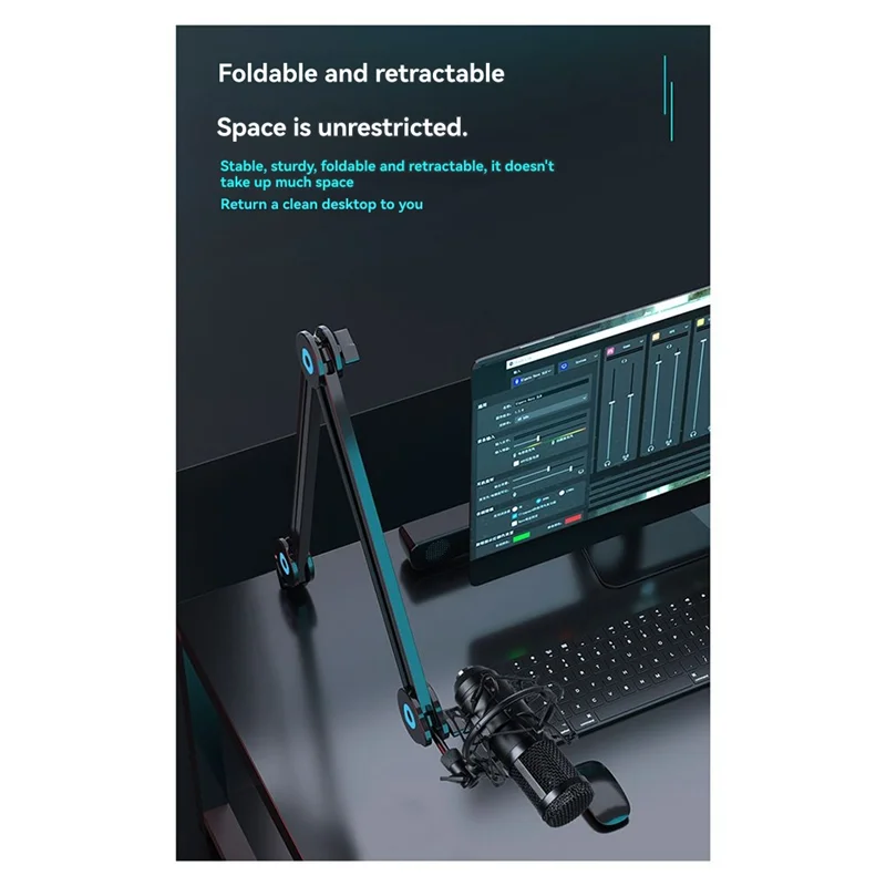 Adjustable Desk Mount Scissor Arm Mic Stand – 360° Rotation Scissor Arm Mic Stand Babs Black