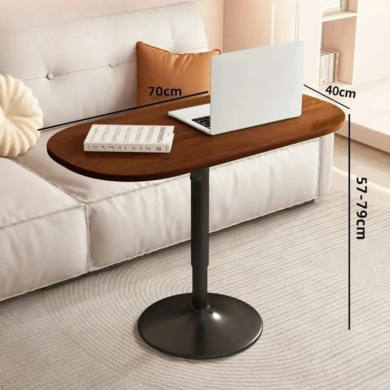 Liftable Coffee Table | Modern Oval Adjustable Height Table Liftable Coffee Table Babs Walnut Color Desktop