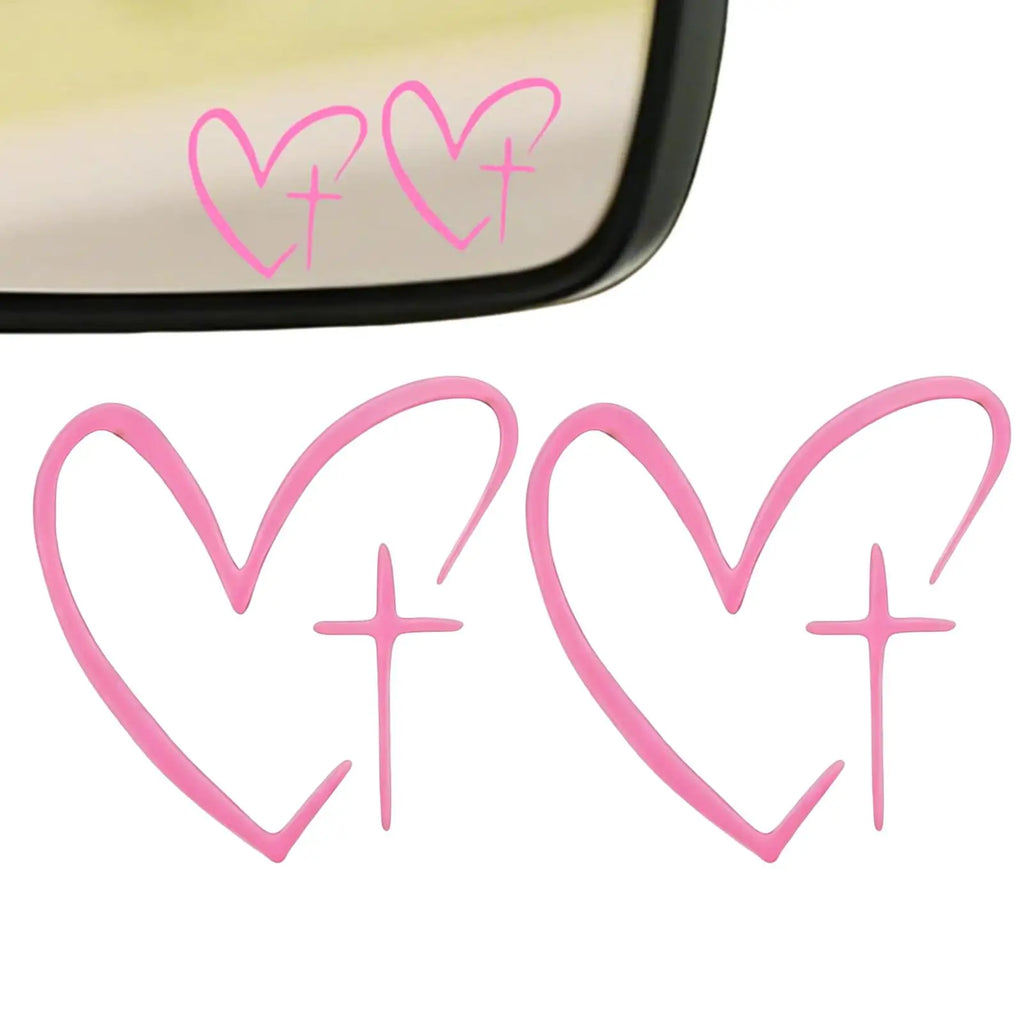 2Pcs Heart Pattern Car Mirror Stickers – Waterproof Decals Car Mirror Decal Babs