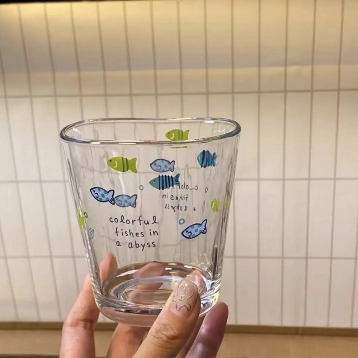 Tropical Fish Glass Cup – Heat-Resistant Decorative Drinking Mug Decorative Drinking Glass Babs About 330ml About 280-330ml