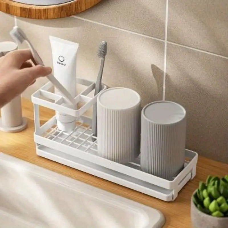 Metal Toothbrush Holder & Mouthwash Cup Storage Rack Toothbrush Holder Babs