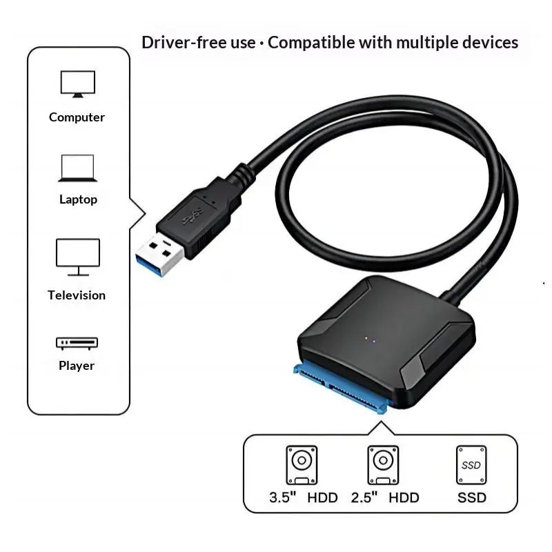 SATA to USB 3.0 Adapter for 2.5/3.5" SSD HDD – UASP Hard Drive Adapter Babs