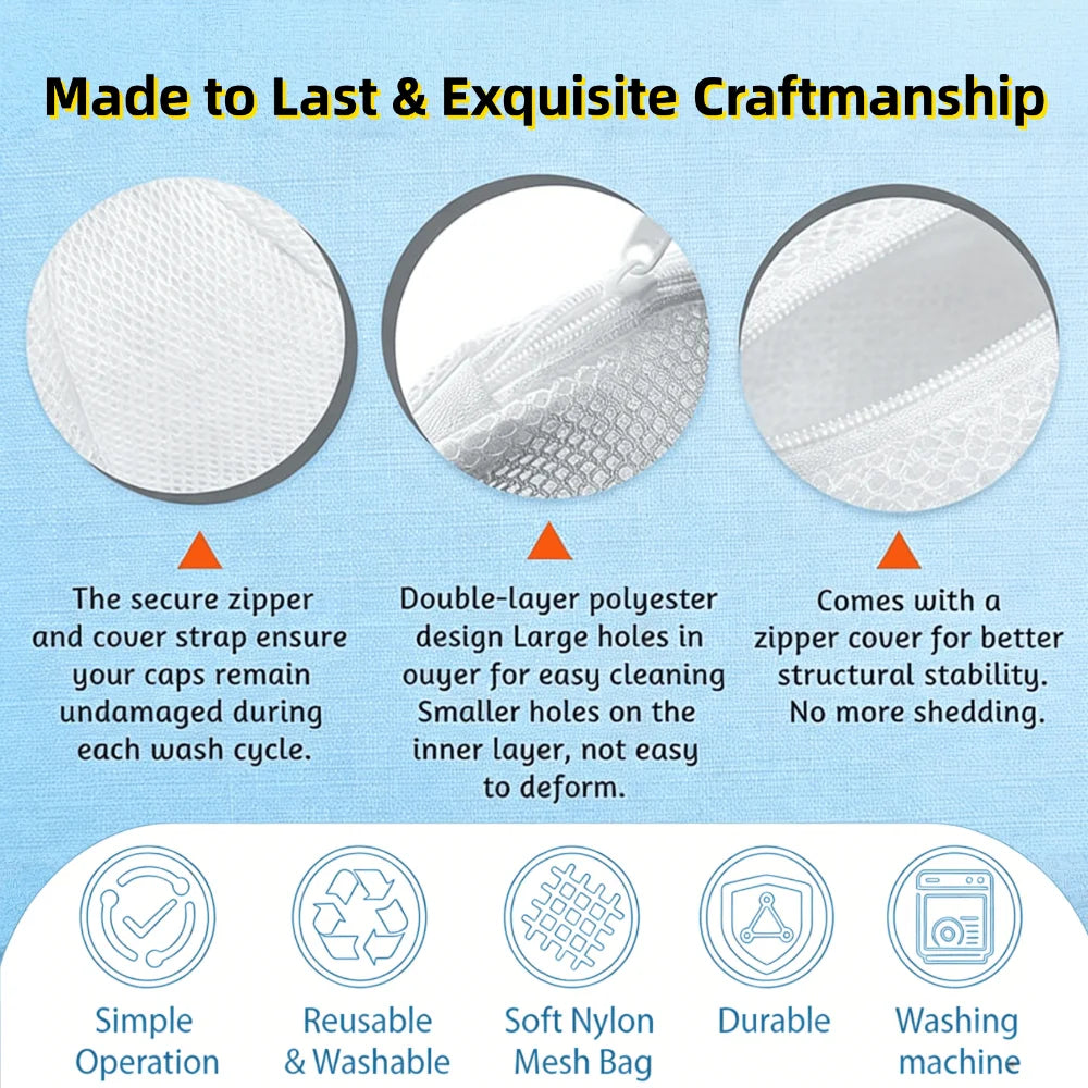 Cap Washing Bag with Frame – Baseball Hat Washer Protector Hat Washing Bag Babs