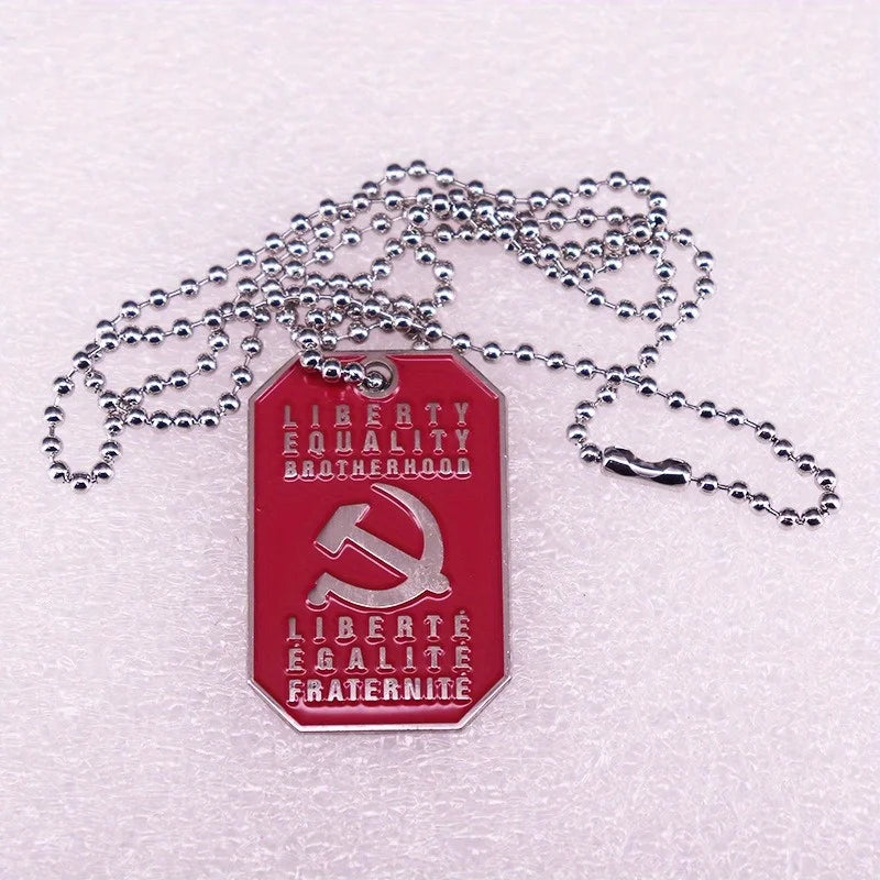 USSR CCCP Soviet Dog Tag Necklace | Liberty Equality Brotherhood Dog Tag Necklace Babs