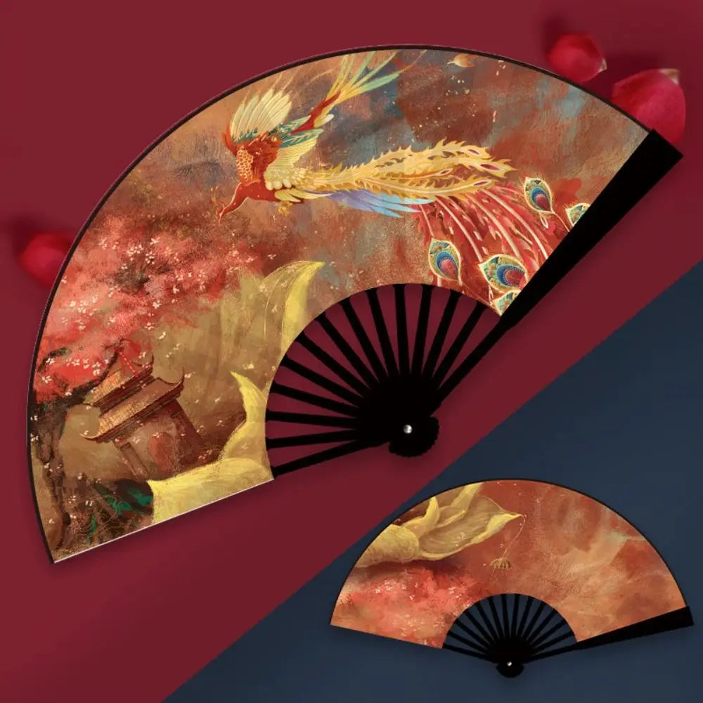 Oriental Mythology Taffeta Folding Fan – Vintage Chinese Style Decorative Folding Fan Babs phoenix
