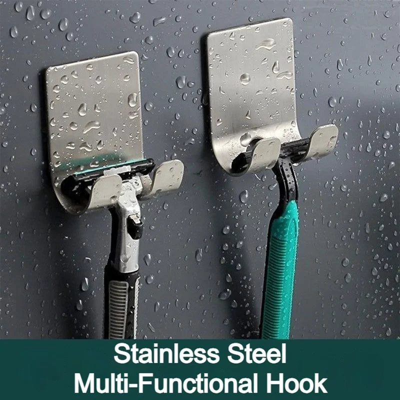 2-Pack Stainless Steel Adhesive Razor & Shaver Wall Hook Holder Adhesive Wall Hook Babs