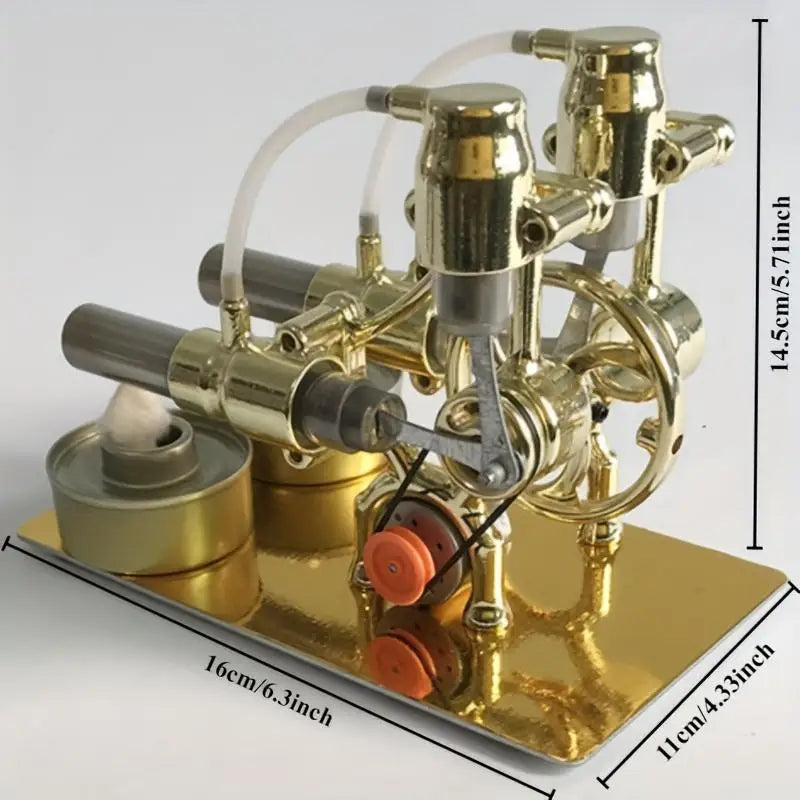 Golden Twin Cylinder Stirling Engine Model – STEM Gift Stirling Engine Model Babs