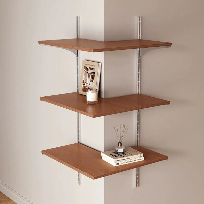 Vintage 3-Tier Solid Wood Wall-Mounted Corner Storage Rack Corner Wall Shelf Babs