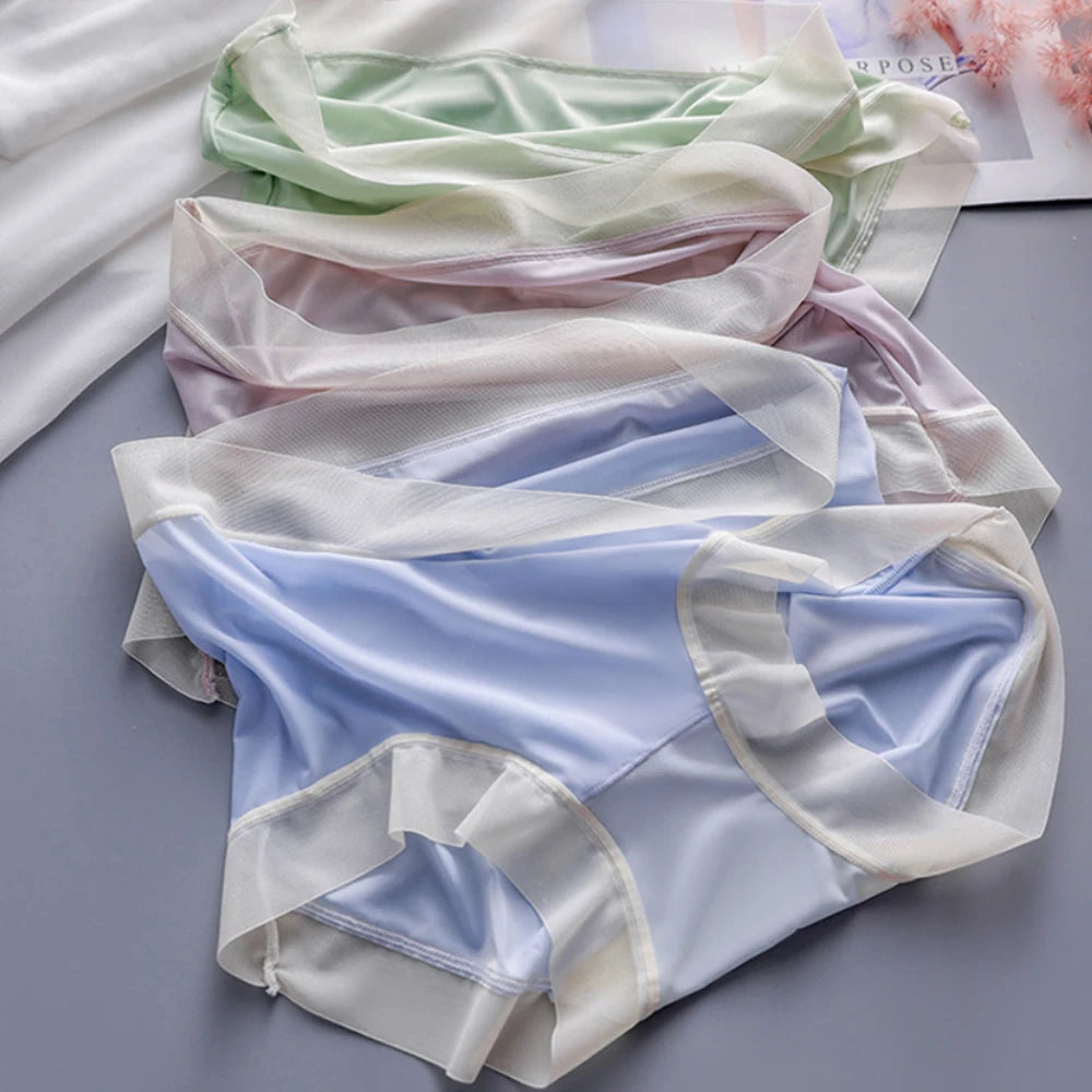6-Pack Seamless Ice Silk Mesh Briefs with Ruffle Trim | No-Show Women's Underwear Babs