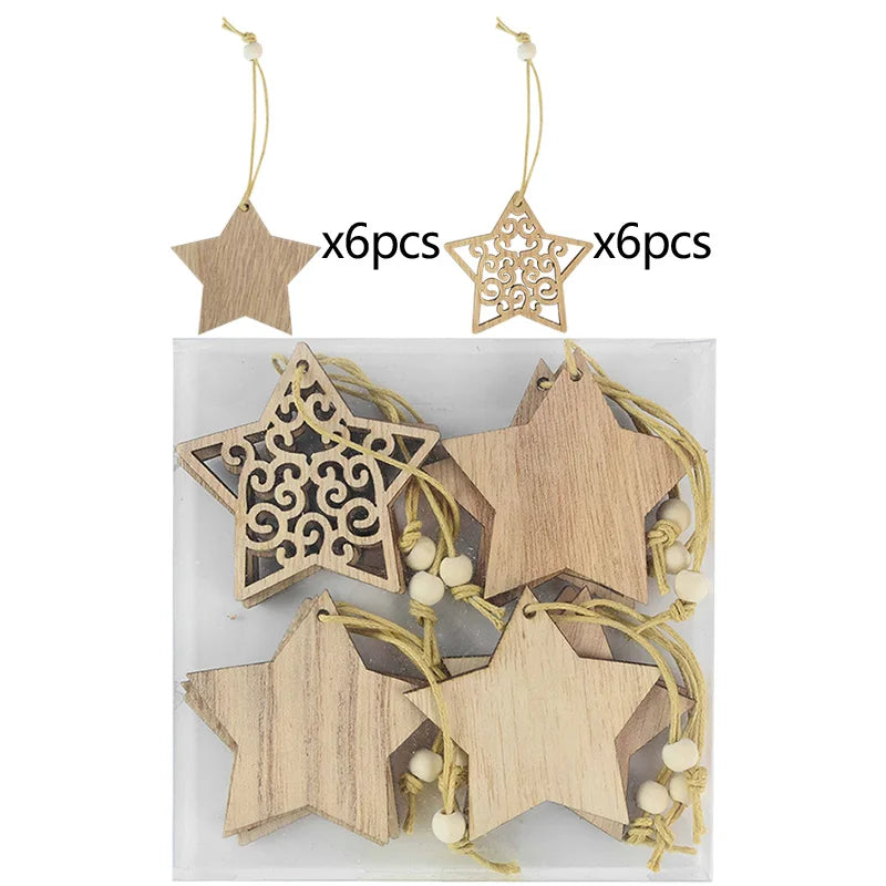 12 Christmas Wooden Ornaments – DIY Xmas Tree Pendants Christmas Wood Ornaments Babs Style4