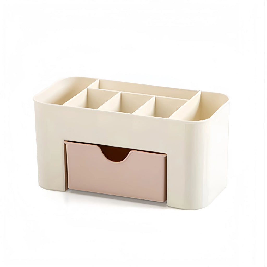 Makeup Organizer with Drawer & 6 Compartments | Cosmetics Box Makeup Organizer Babs Light pink