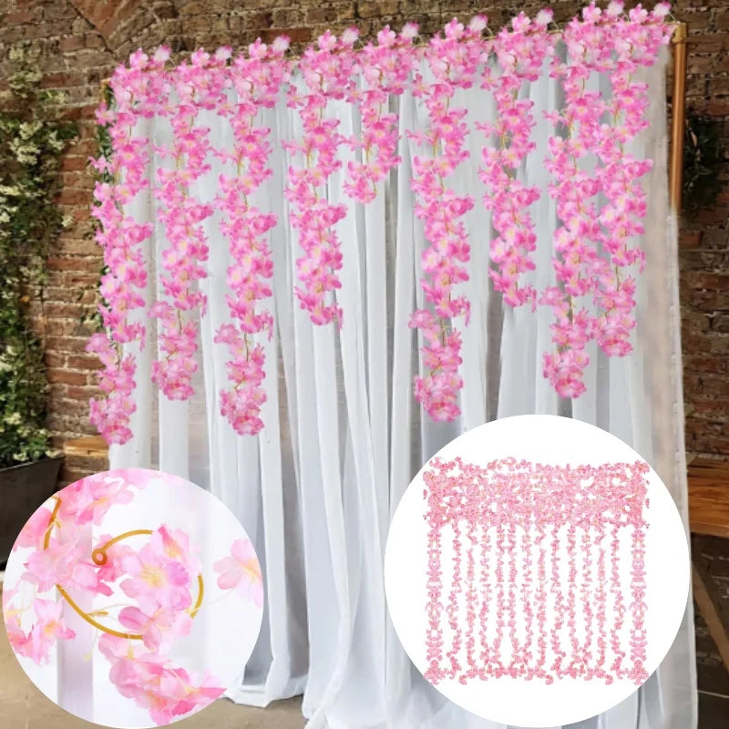 Artificial Cherry Blossom Vine Silk Flower Garland Wedding Decor Artificial Flower Garland Babs