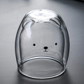 Cute Animal Double-Wall Glass Mug – Bear Cat Dog Cartoon Cup Double Wall Glass Mug Babs A
