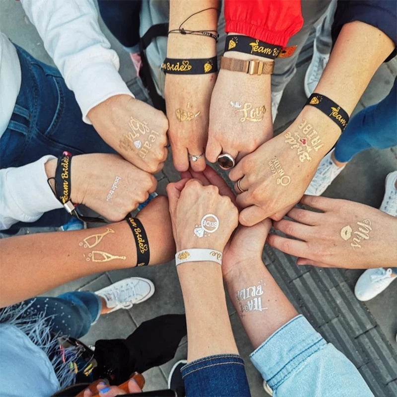 10Pcs Gold Team Bride Tattoo Stickers – Bachelorette Party Temporary Tattoo Stickers Babs