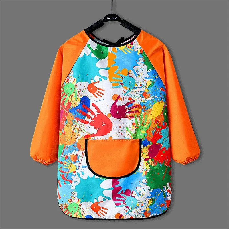 Kids Waterproof Long Sleeve Art Apron – Cartoon Paint Smock Kids Art Apron Babs