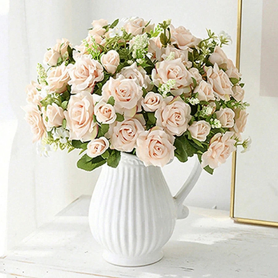 Silk Rose Artificial Flower Bouquet for Wedding & Home Decor Artificial Flower Bouquet Babs