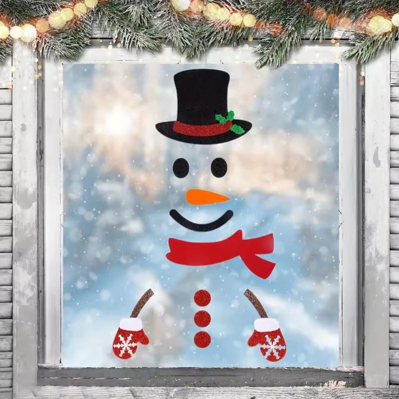 Christmas Snowman Wall & Window Stickers – 2026 New Year Decals Holiday Wall Decals Babs