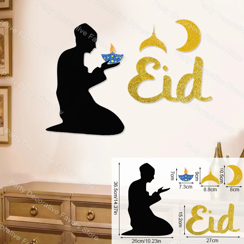 Eid Mubarak & Ramadan Kareem Wall Stickers – DIY Felt Decals Holiday Wall Sticker Babs C