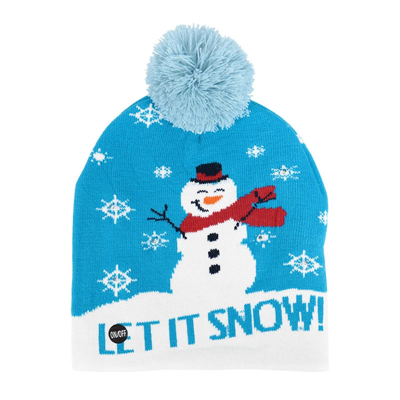 LED Light-Up Christmas Knitted Beanie Hat – Kids & Adults Light-Up Beanie Hat Babs K 1Pcs