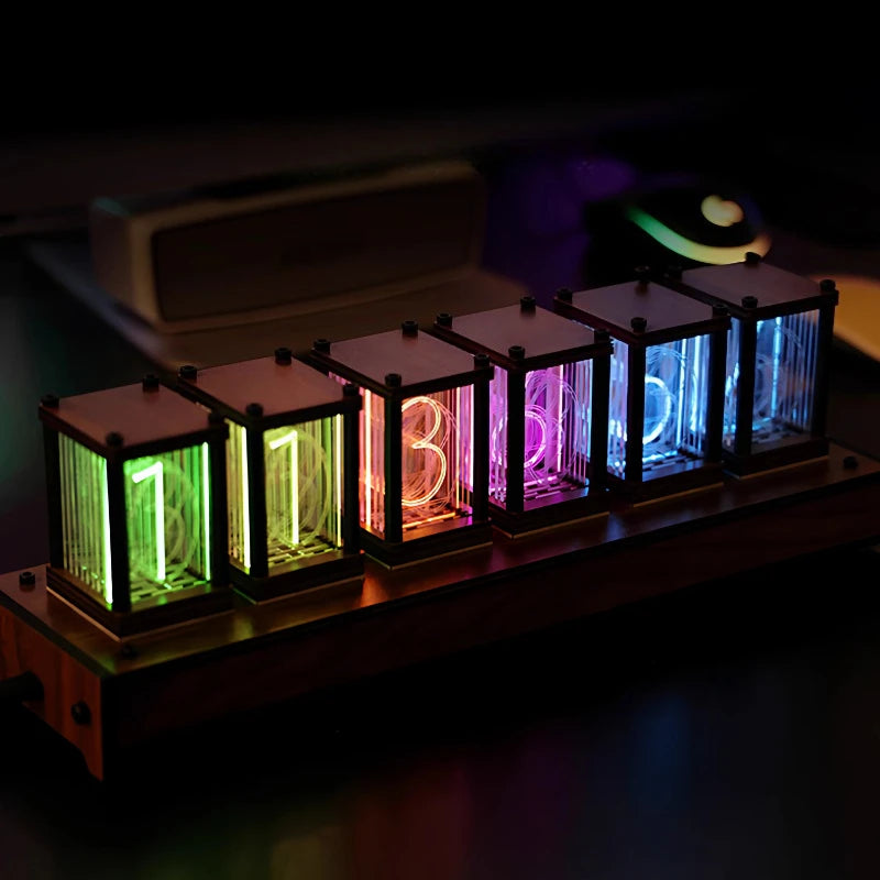 RGB Glow Tube Desk Clock – LED Color-Changing Digital Table Clock LED Desk Clock Babs