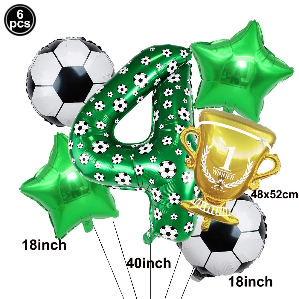 Soccer 6th Birthday Party Supplies – Balloon & Tableware Kit Party Supplies Kit Babs A-4 as show