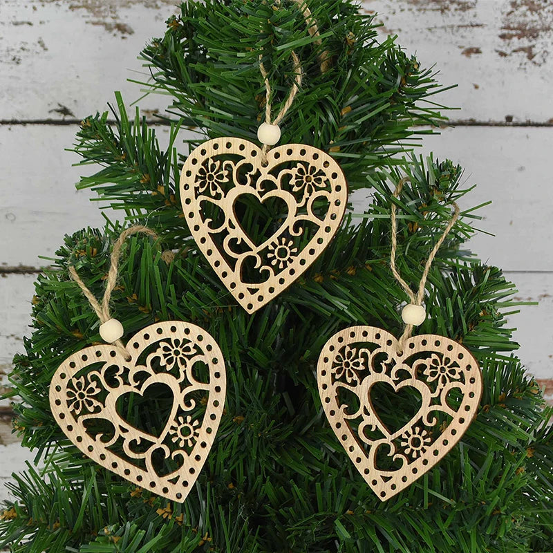 3pcs Vintage Christmas Wooden Ornaments – DIY Tree Pendants Christmas Tree Ornaments Babs O