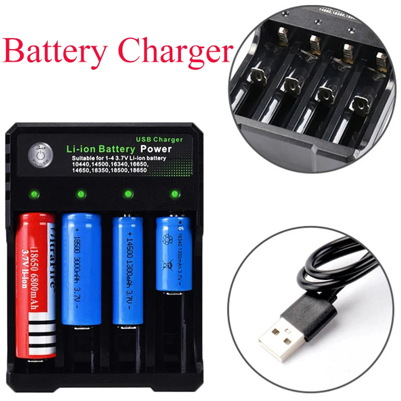 4-Slot Smart USB Charger for 18650 26650 Lithium-Ion Batteries Battery Charger Babs