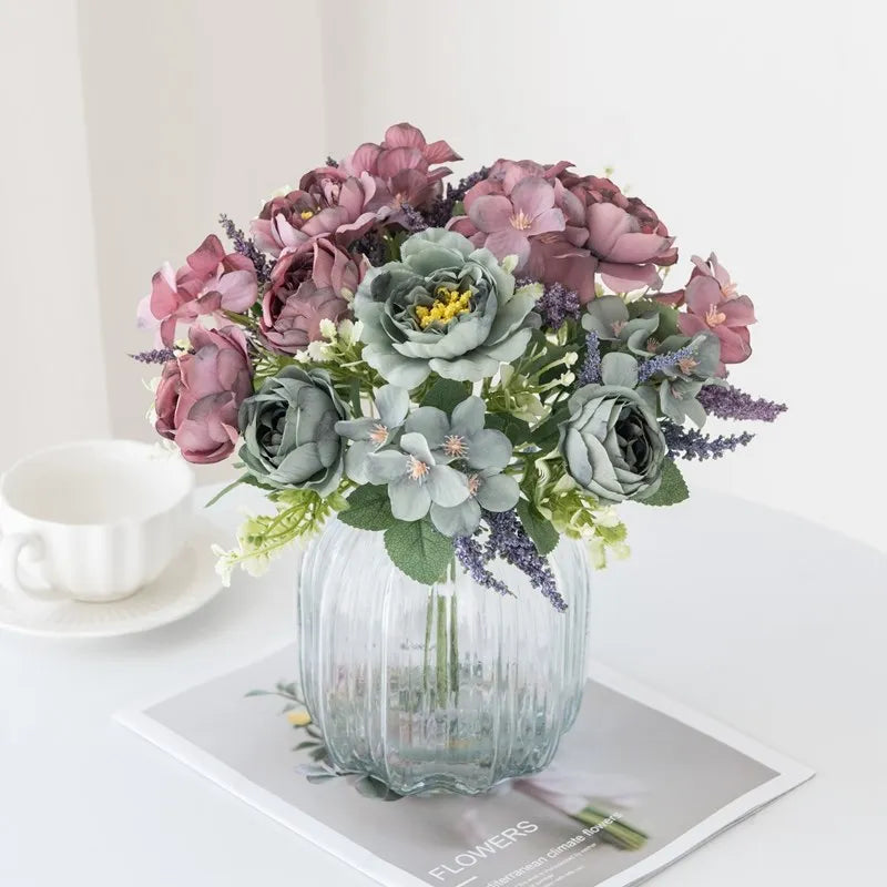 Silk Peony Hydrangea Artificial Flowers – Wedding & Home Décor Artificial Flower Stem Babs
