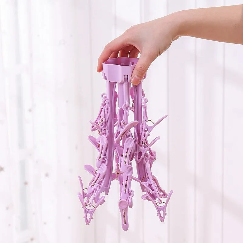 24-Clip Folding Clothes Drying Rack – Windproof Laundry Hanger Clothes Drying Rack Babs