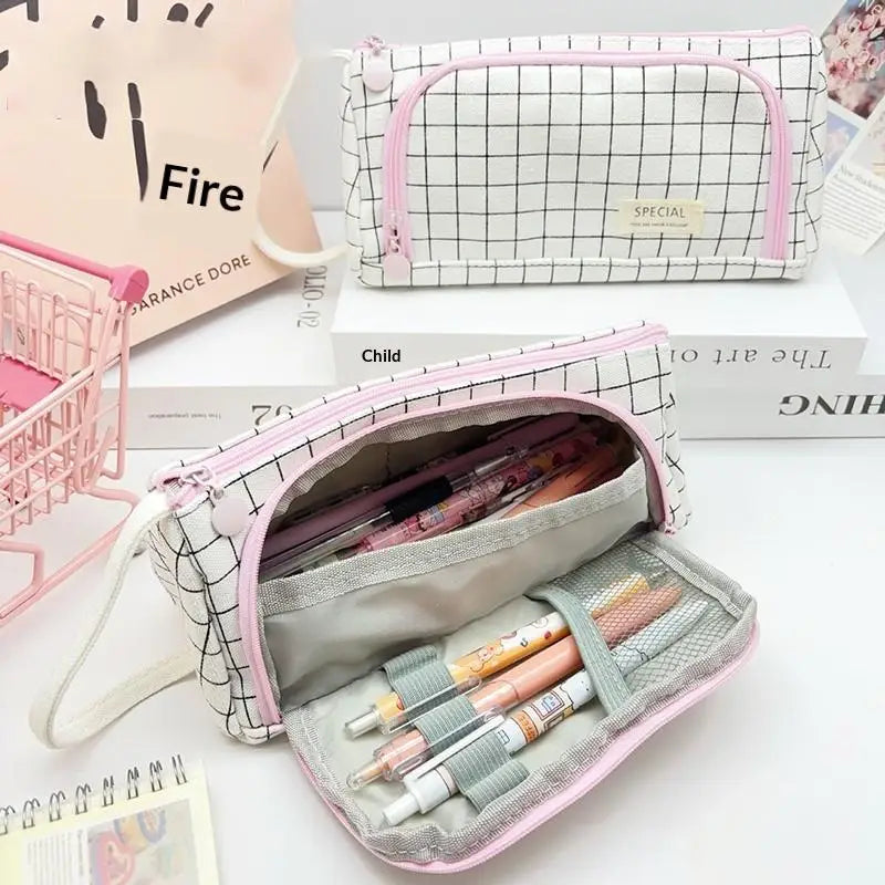 Kawaii Large Capacity Canvas Pencil Case – 3-in-1 Organizer Canvas Pencil Case Babs