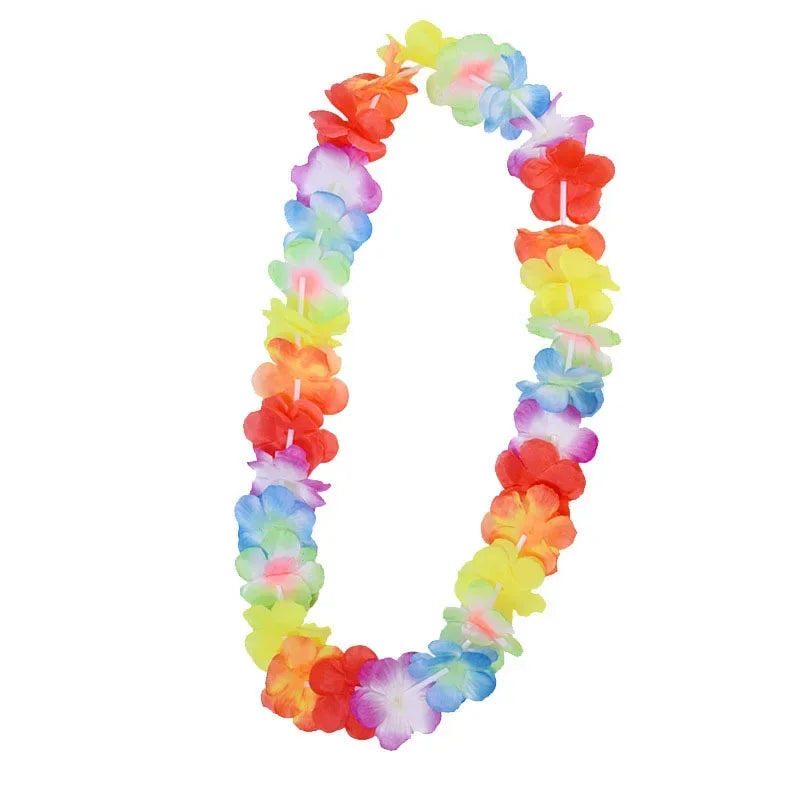 Hawaiian Artificial Flower Lei Necklace – Party & Wedding Garland Flower Lei Necklace Babs thin-colour