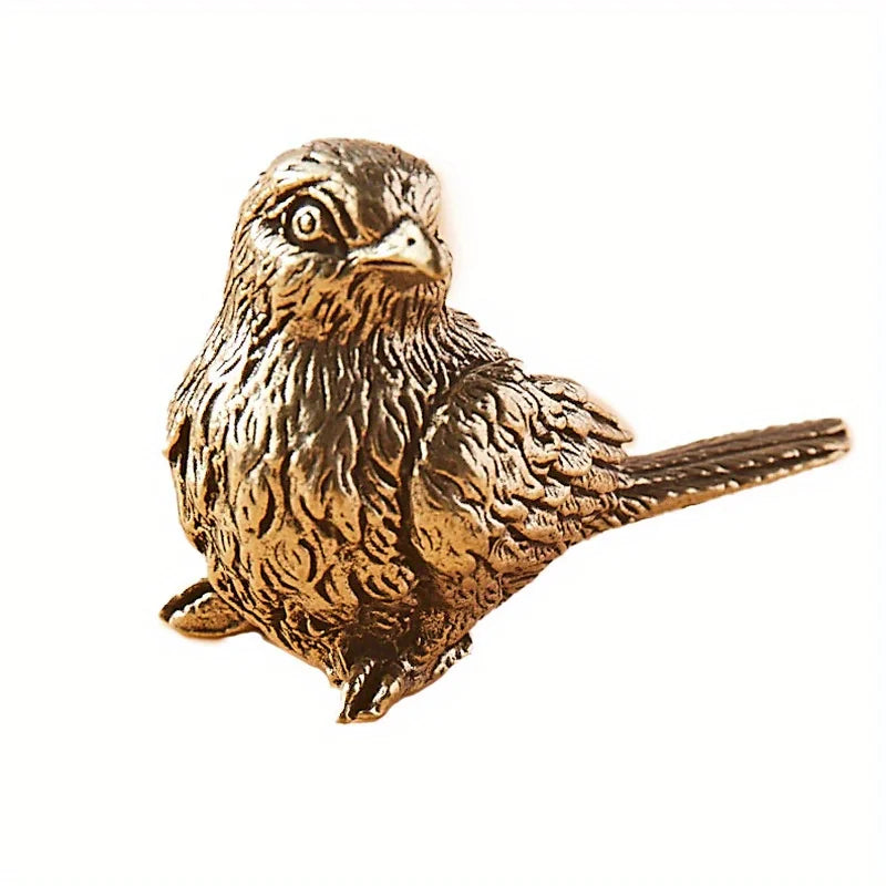 Vintage Brass Sparrow Miniature Sculpture – Antique Bird Figurine Brass Bird Figurine Babs