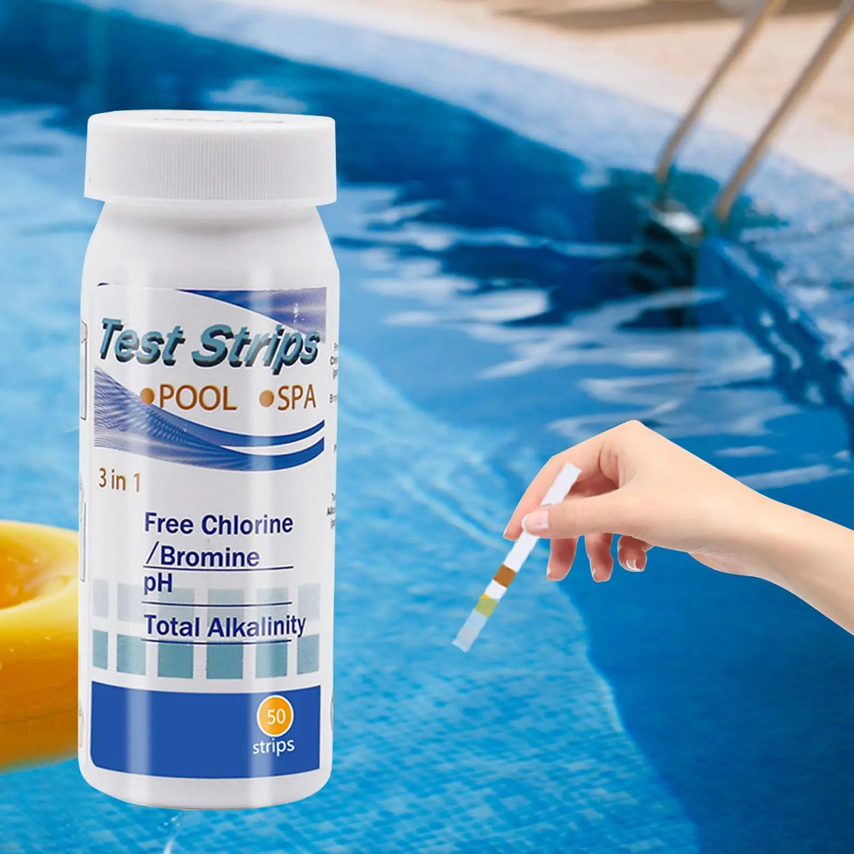 3-in-1 Pool & Spa Water Test Strips – pH & Chlorine, 50ct Water Test Strips Babs