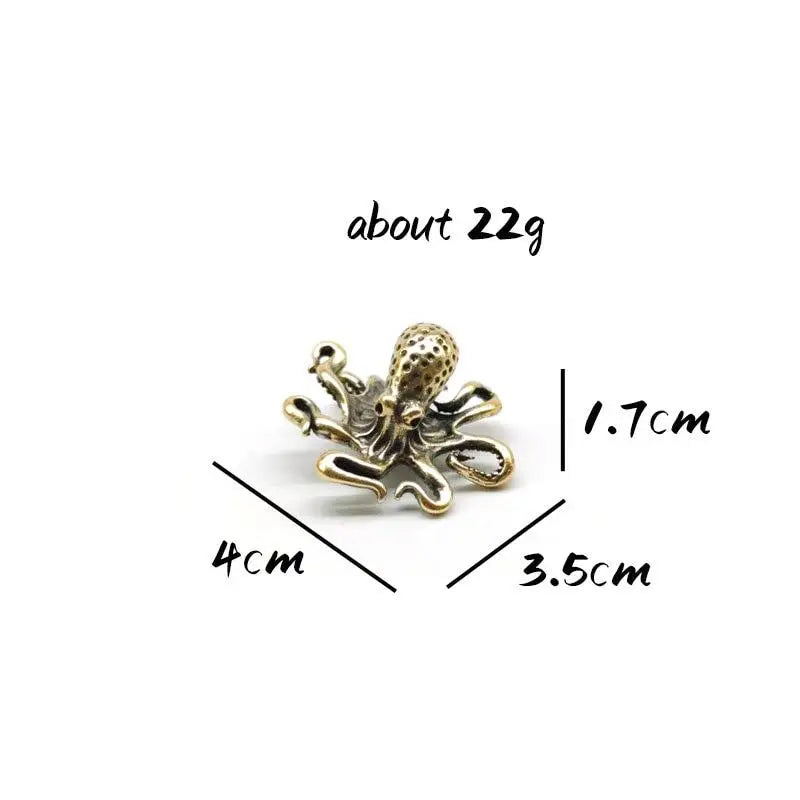 Brass Octopus Figurine – Antique Copper Tea Pet Desk Ornament Decorative Figurine Babs