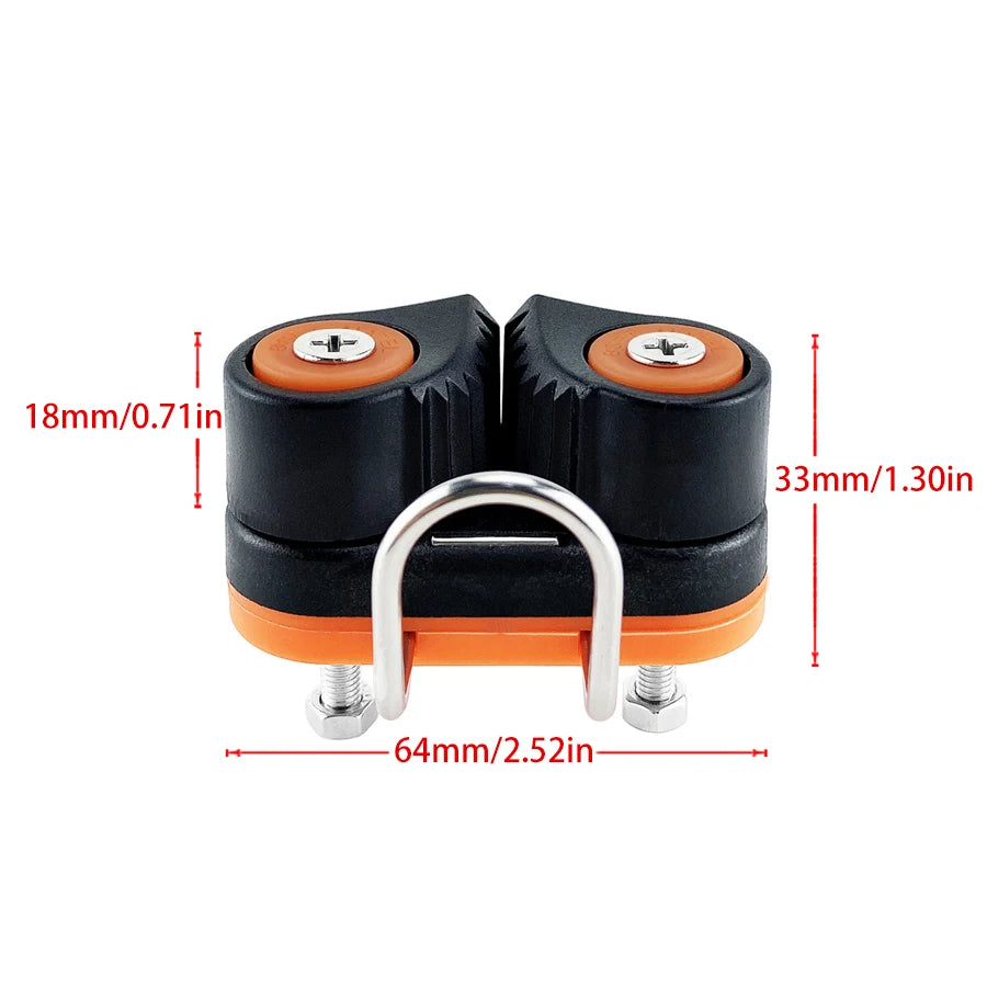 2-Row Ball Bearing Cam Cleat with SS316 Leading Ring | Sailing Marine Cam Cleat Babs Orange