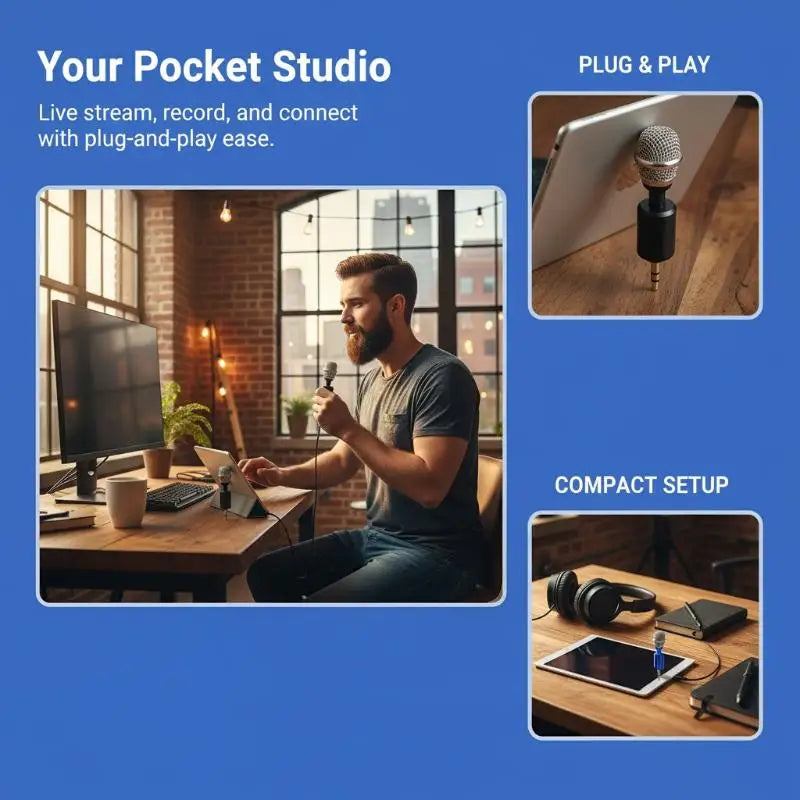 Mini Bendable Metal Condenser Mic – Plug & Play Podcast Mic Condenser Microphone Babs