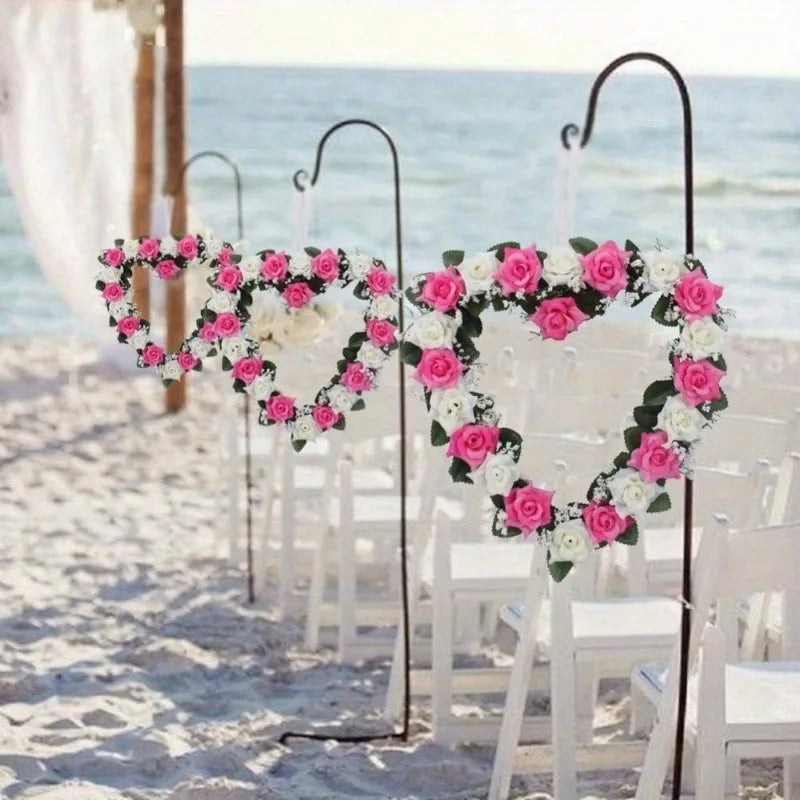 Silk Rose Heart Wreath – Artificial Wedding Flower Garland Flower Wreath Garland Babs