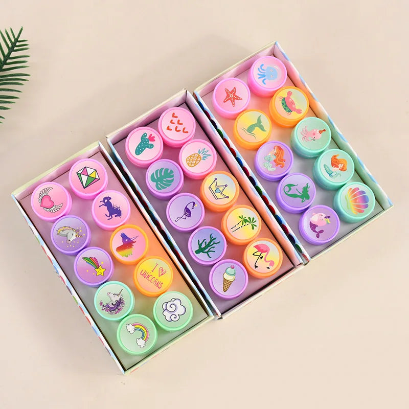 10-Pack Unicorn Mermaid Self-Ink Stamps – Kids Party Favors Self-Ink Craft Stamps Babs