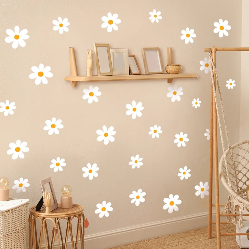 White Daisy Flower Wall Stickers – Kids Room & Nursery Decor Wall Decal Sticker Babs