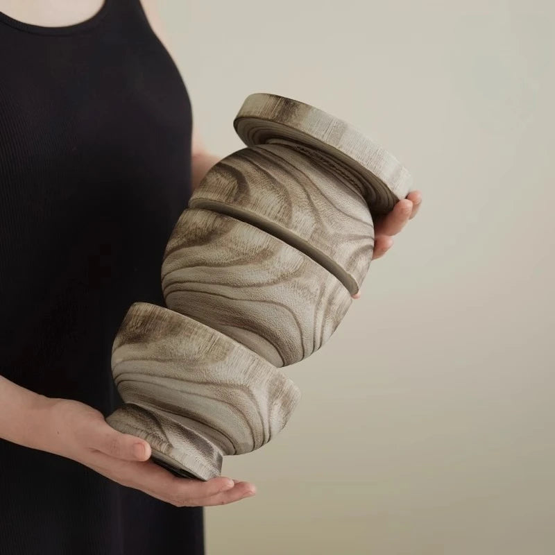 Nordic Retro Solid Wood Figurine Sculpture | Modern Home Décor Decorative Figurine Babs