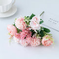 Silk Peony & Hydrangea Artificial Flower Bouquet | Home Decor Artificial Flower Bouquet Babs Pink 1 pc