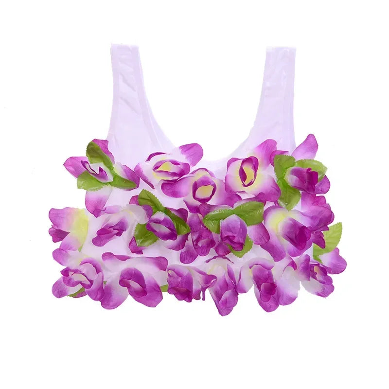 Hawaii Flower Bra Camisole – Kids & Adults Hula Party Top Costume Camisole Babs