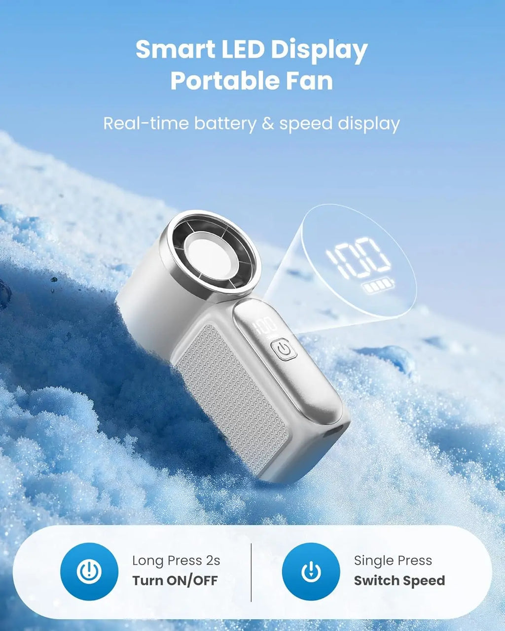 Mini Portable Handheld Turbo Fan with LED Display | Rechargeable Handheld Portable Fan Babs