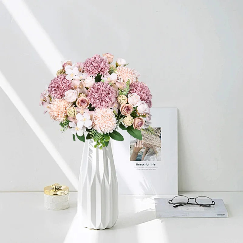 Silk Artificial Chrysanthemum Rose Bouquet – Wedding & Decor Artificial Flower Bouquet Babs
