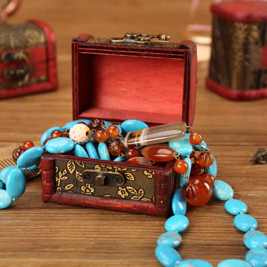 Vintage Wooden Jewelry Box with Mini Metal Lock – Handmade Wooden Jewelry Box Babs