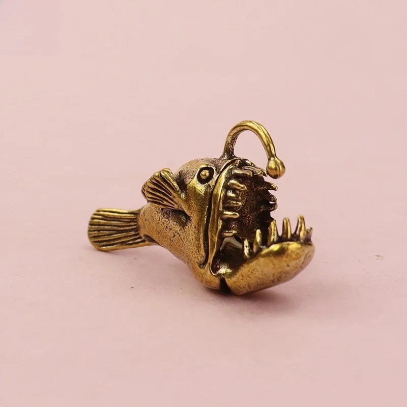 Brass Anglerfish Miniature Figurine – Ocean Sea Animal Decor Miniature Figurine Babs