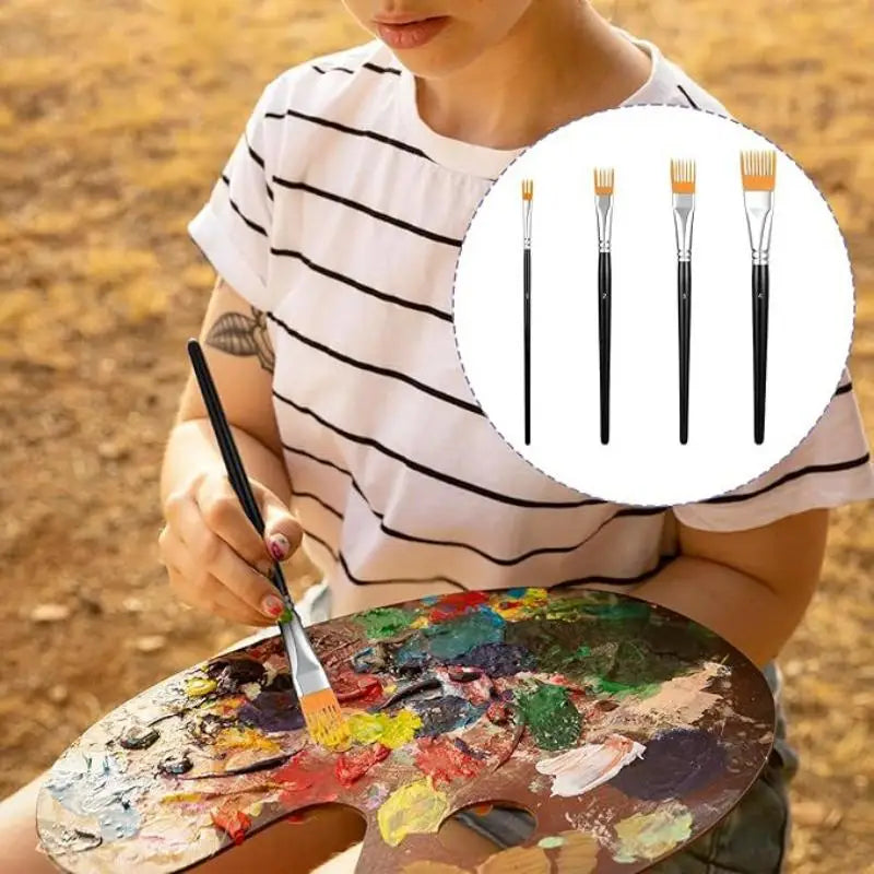 4Pcs Serrated Paintbrush Set – Watercolor, Oil & Acrylic Art Art Paintbrush Set Babs